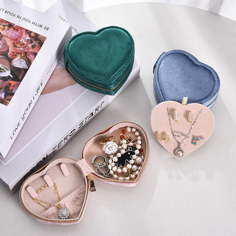 HEART SHAPE PORTABLE JEWELRY TRAVEL BOX